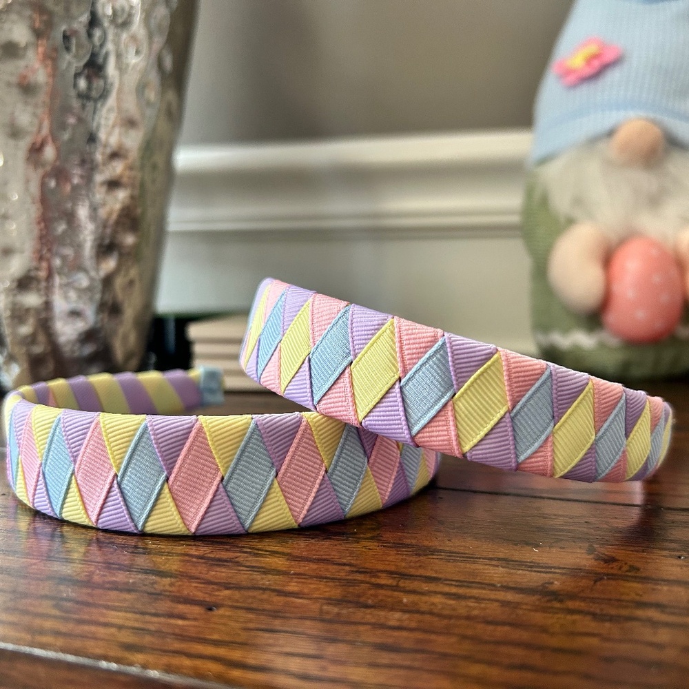 Ribbon woven Headband Handmade Pastel Easter color